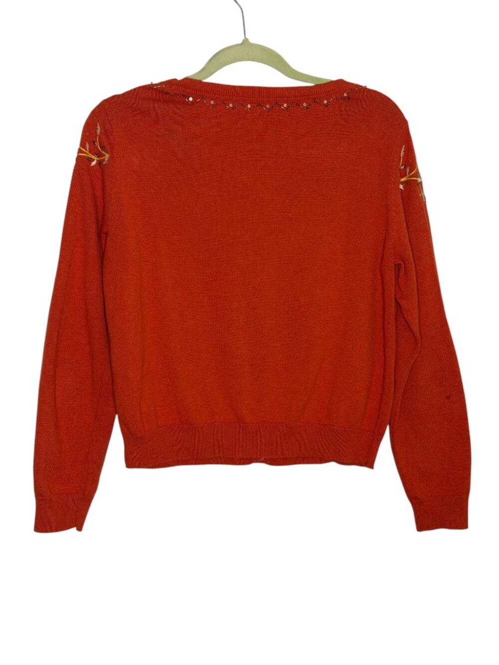 Sundance Salado Cardigan Sweater Beaded Embroidered Paisley Orange M Petite PM - Picture 4 of 8